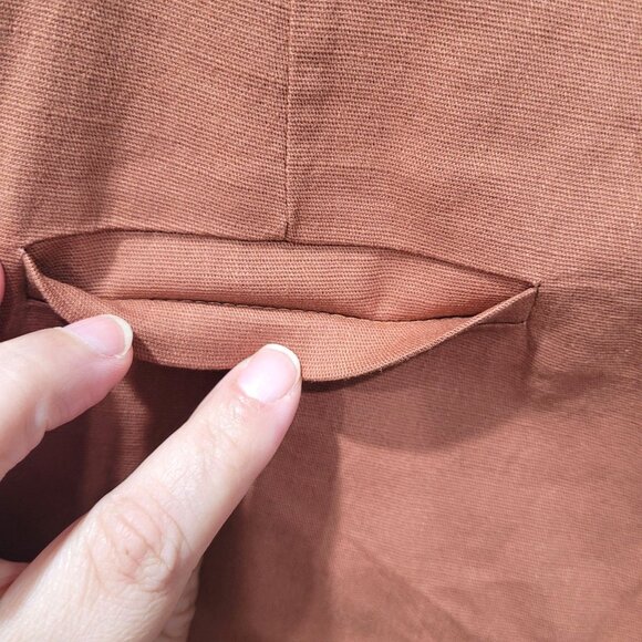 Womens HAVE Rust Brown Slim Fit Cotton-Blend Casual Office Pants Size S - Picture 9 of 12